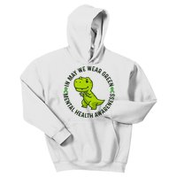 In May We Wear Green For Mental Health Awareness Month Kids Hoodie