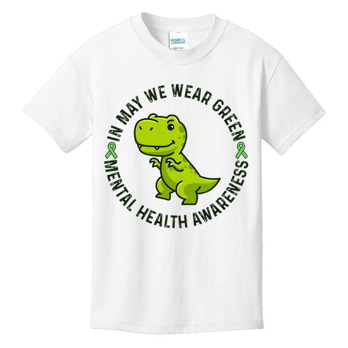 In May We Wear Green For Mental Health Awareness Month Kids T-Shirt