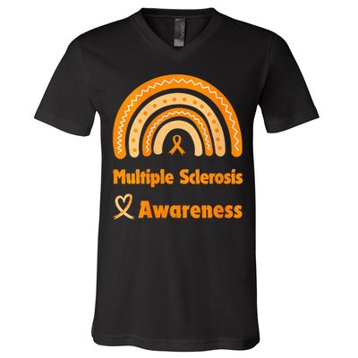 In March We Wear Orange Multiple Sclerosis Awarenes V-Neck T-Shirt