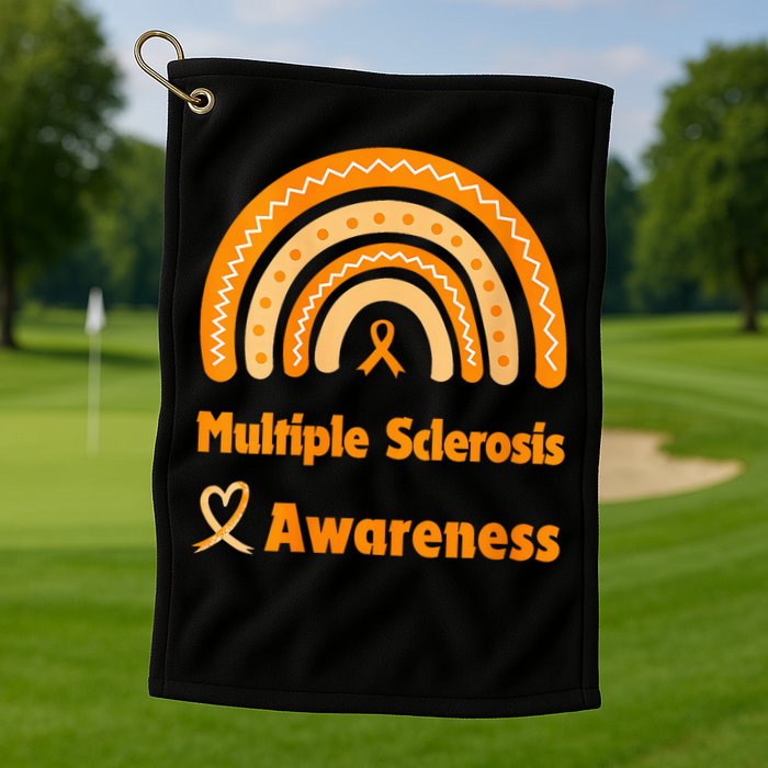 In March We Wear Orange Multiple Sclerosis Awarenes Golf Towel