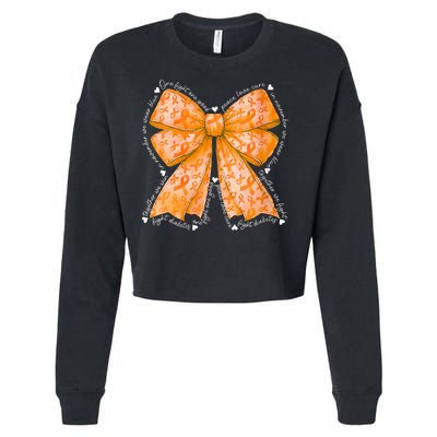 In March We Wear Orange Ribbon Multiple Sclerosis Awareness Cropped Pullover Crew