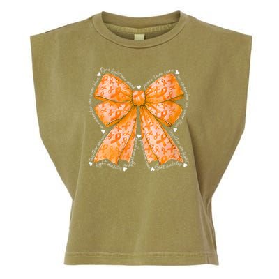 In March We Wear Orange Ribbon Multiple Sclerosis Awareness Garment-Dyed Women's Muscle Tee