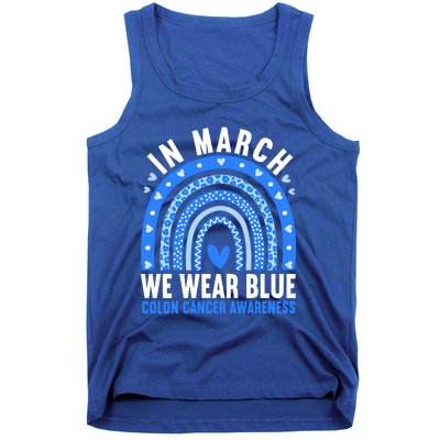 In March We Wear Blue Colon Cancer Awareness Leopard Rainbow Gift Tank Top