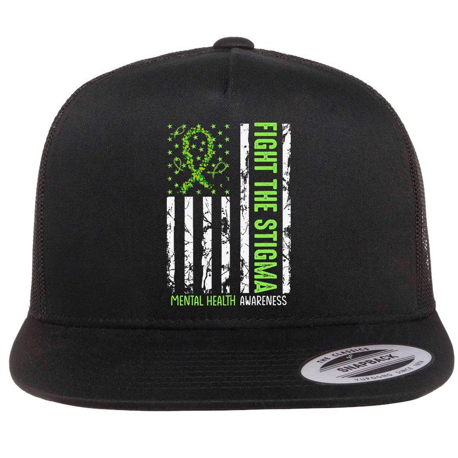 In May We Wear Green For Mental Health Awareness Month Flat Bill Trucker Hat