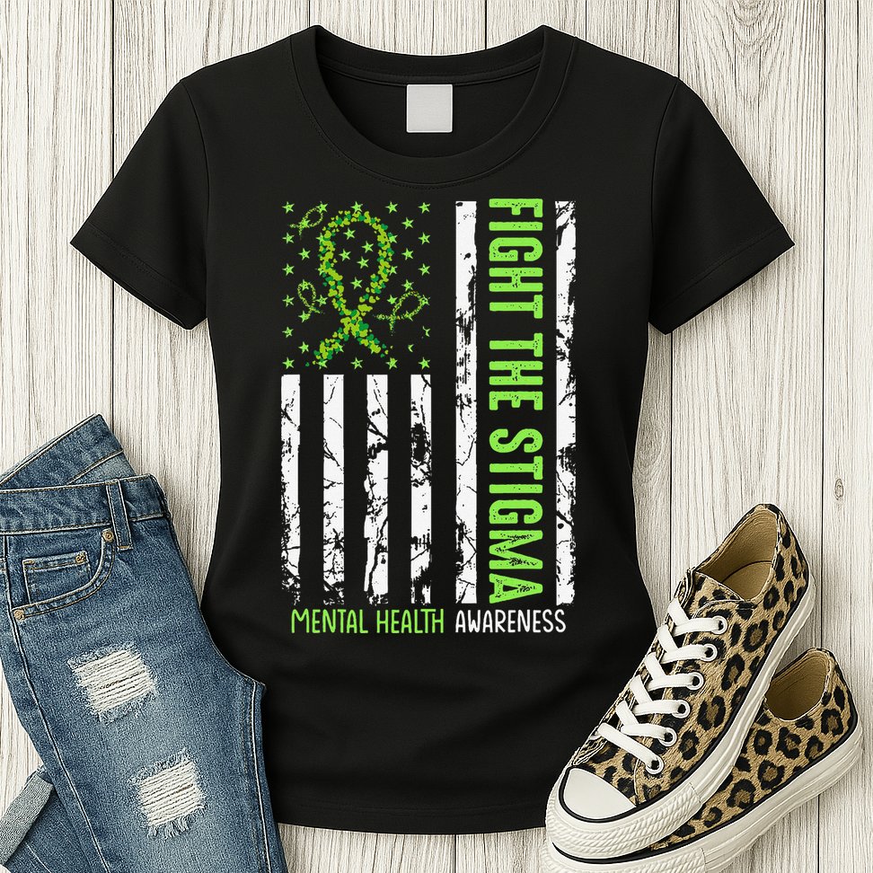 In May We Wear Green For Mental Health Awareness Month Womens T-Shirt