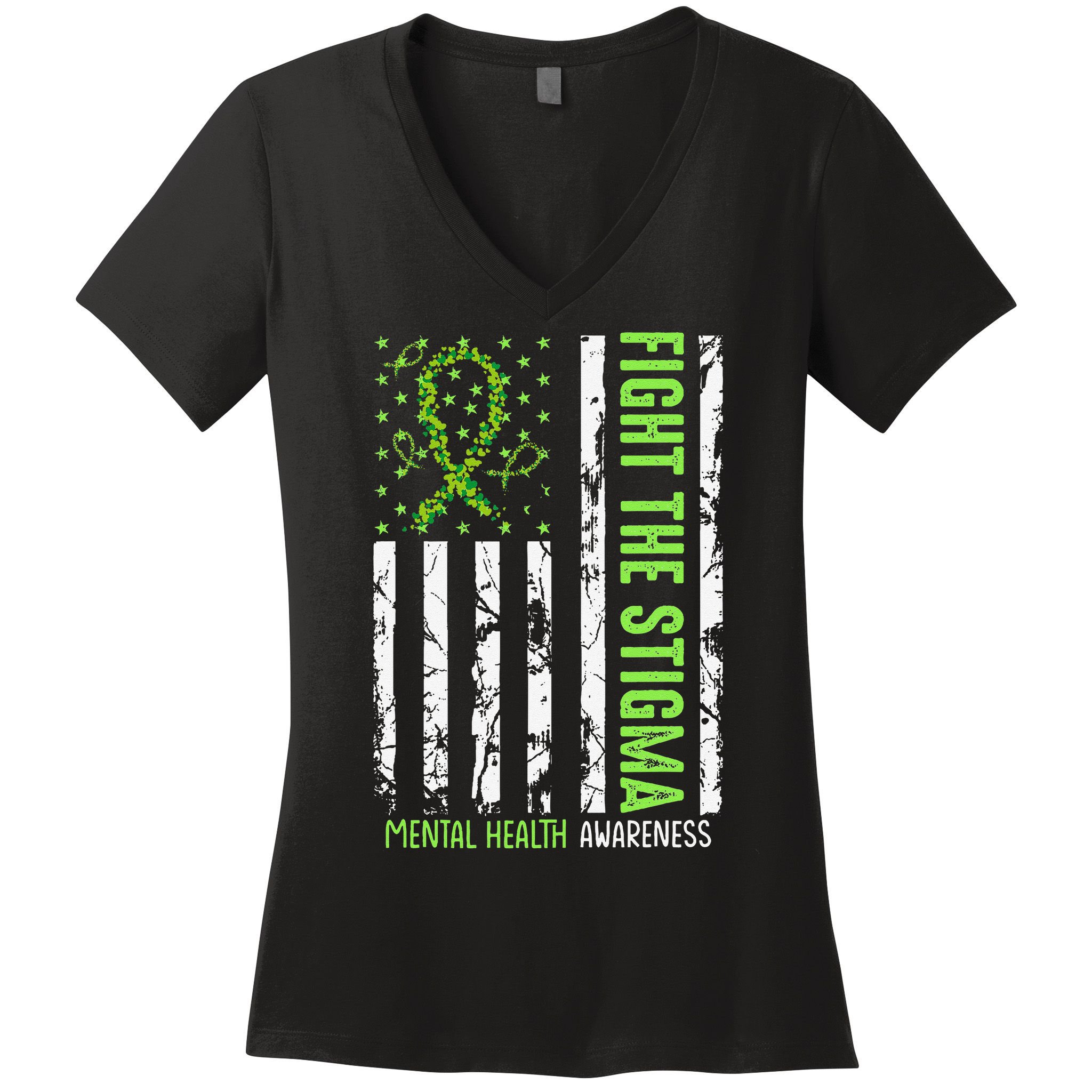 In May We Wear Green For Mental Health Awareness Month Women's V-Neck T-Shirt
