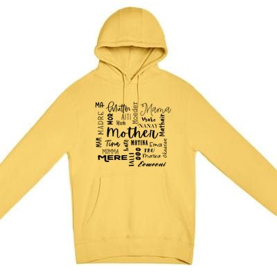 International Mom World Translations Multi Languages Black Funny Gift Premium Pullover Hoodie