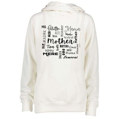 International Mom World Translations Multi Languages Black Funny Gift Womens Funnel Neck Pullover Hood