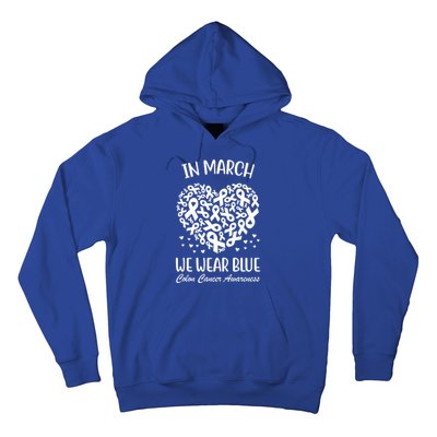 In March We Wear Blue Colon Cancer Awareness Ribbon Heart Hoodie