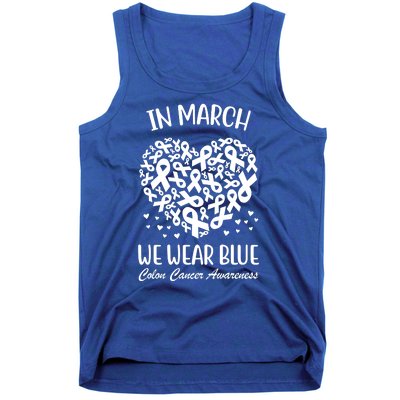 In March We Wear Blue Colon Cancer Awareness Ribbon Heart Tank Top