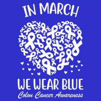 In March We Wear Blue Colon Cancer Awareness Ribbon Heart Zip Tote Bag