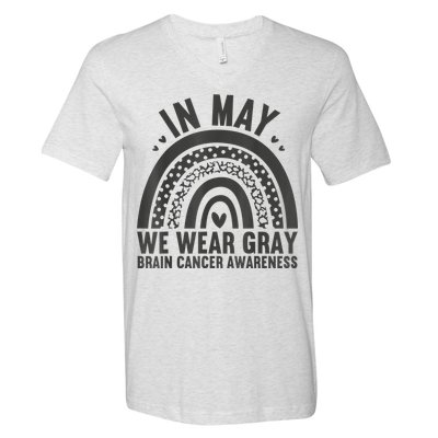 In May We Wear Gray Brain Cancer Awareness Month Rainbow V-Neck T-Shirt