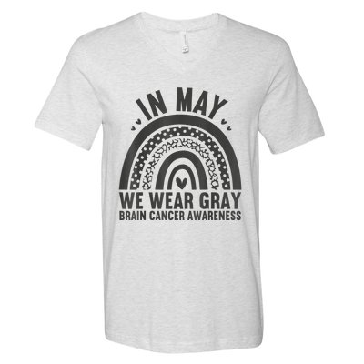 In May We Wear Gray Brain Cancer Awareness Month Rainbow V-Neck T-Shirt