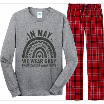 In May We Wear Gray Brain Cancer Awareness Month Rainbow Long Sleeve Pajama Set