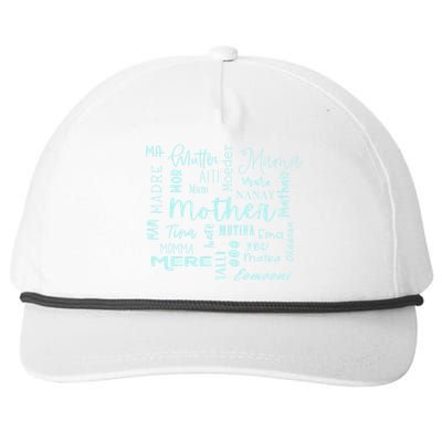 International Mom World Translations Multi Languages Blue Gift Snapback Five-Panel Rope Hat