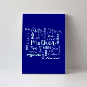 International Mom World Translations Multi Languages Blue Gift Canvas