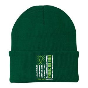 In May We Wear Green Mental Health Awareness Month Knit Cap Winter Beanie