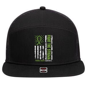 In May We Wear Green Mental Health Awareness Month 7 Panel Mesh Trucker Snapback Hat