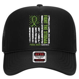 In May We Wear Green Mental Health Awareness Month High Crown Mesh Back Trucker Hat