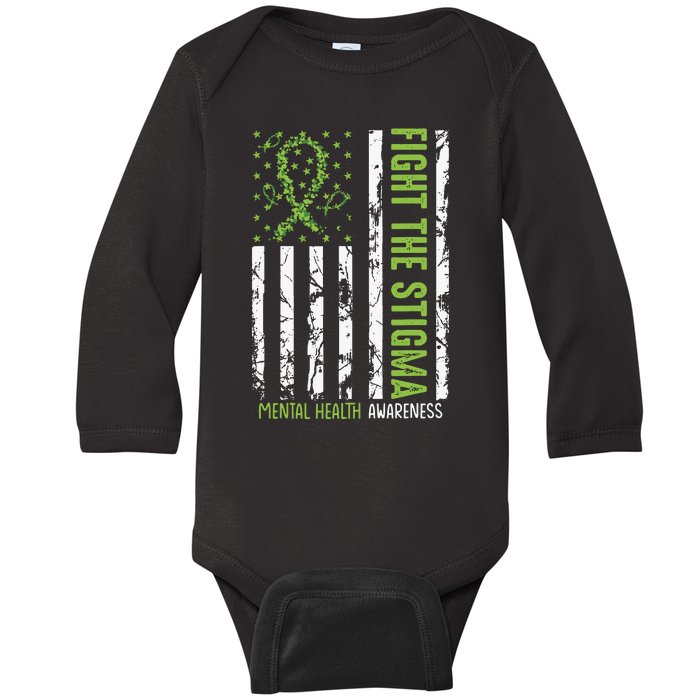 In May We Wear Green Mental Health Awareness Month Baby Long Sleeve Bodysuit