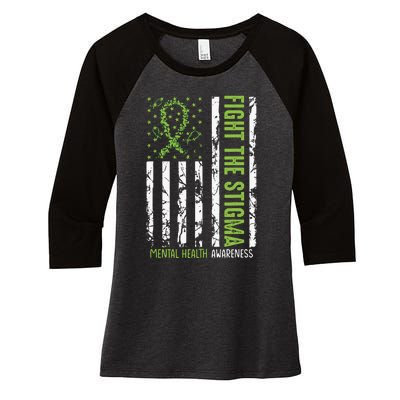 In May We Wear Green Mental Health Awareness Month Women's Tri-Blend 3/4-Sleeve Raglan Shirt