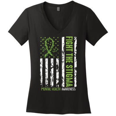 In May We Wear Green Mental Health Awareness Month Women's V-Neck T-Shirt