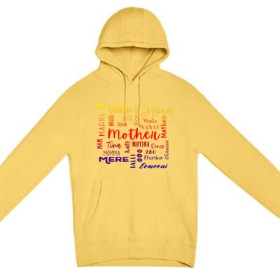 International Mom World Translations Multi Languages Green Funny Gift Premium Pullover Hoodie