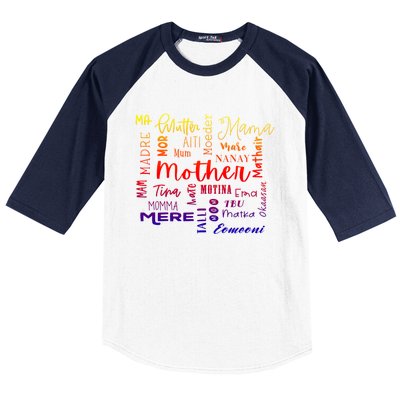 International Mom World Translations Multi Languages Green Funny Gift Baseball Sleeve Shirt