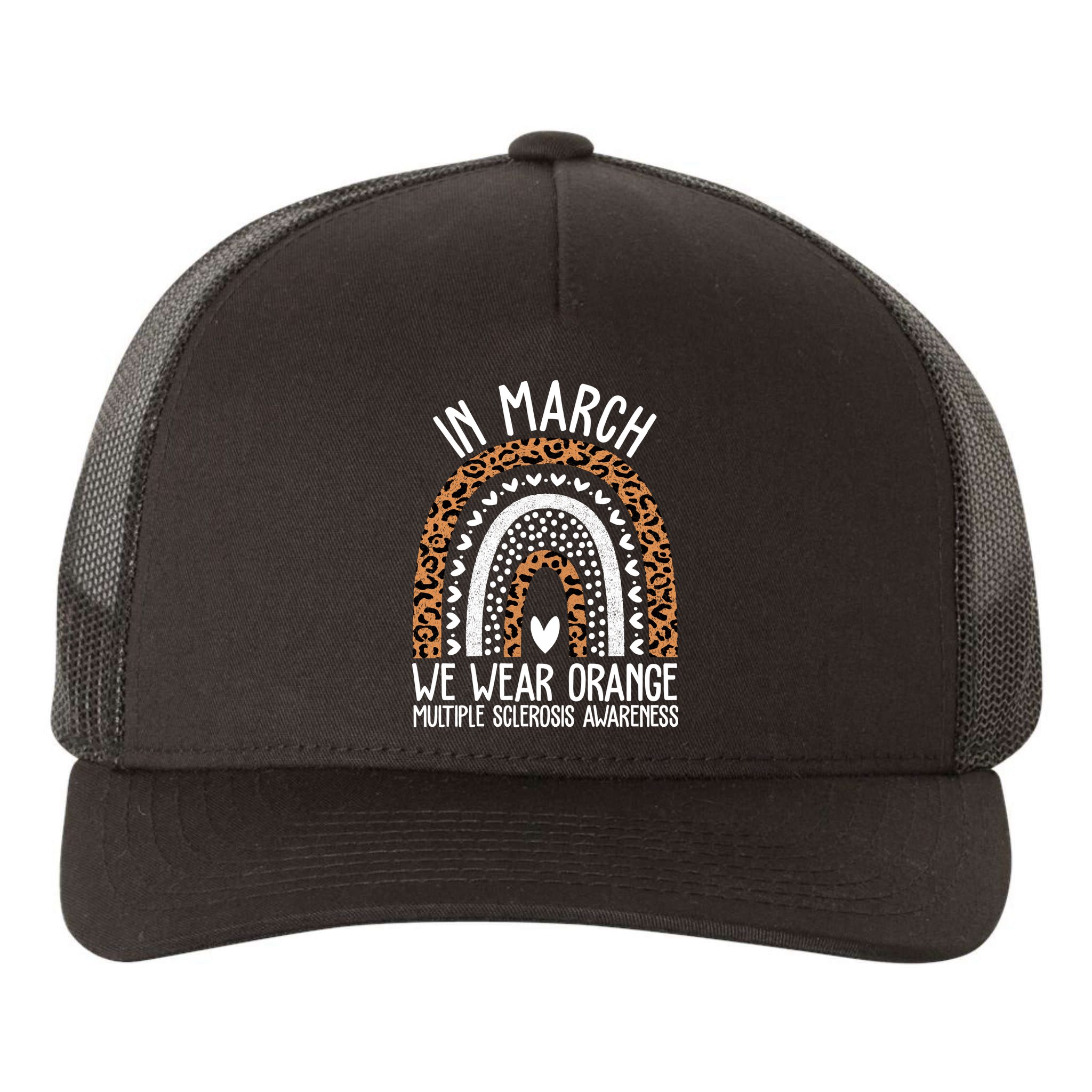 In March We Wear Orange Multiple Sclerosis Awareness Rainbow Yupoong Adult 5-Panel Trucker Hat