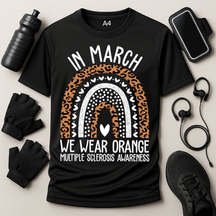 In March We Wear Orange Multiple Sclerosis Awareness Rainbow Cooling Performance Crew T-Shirt