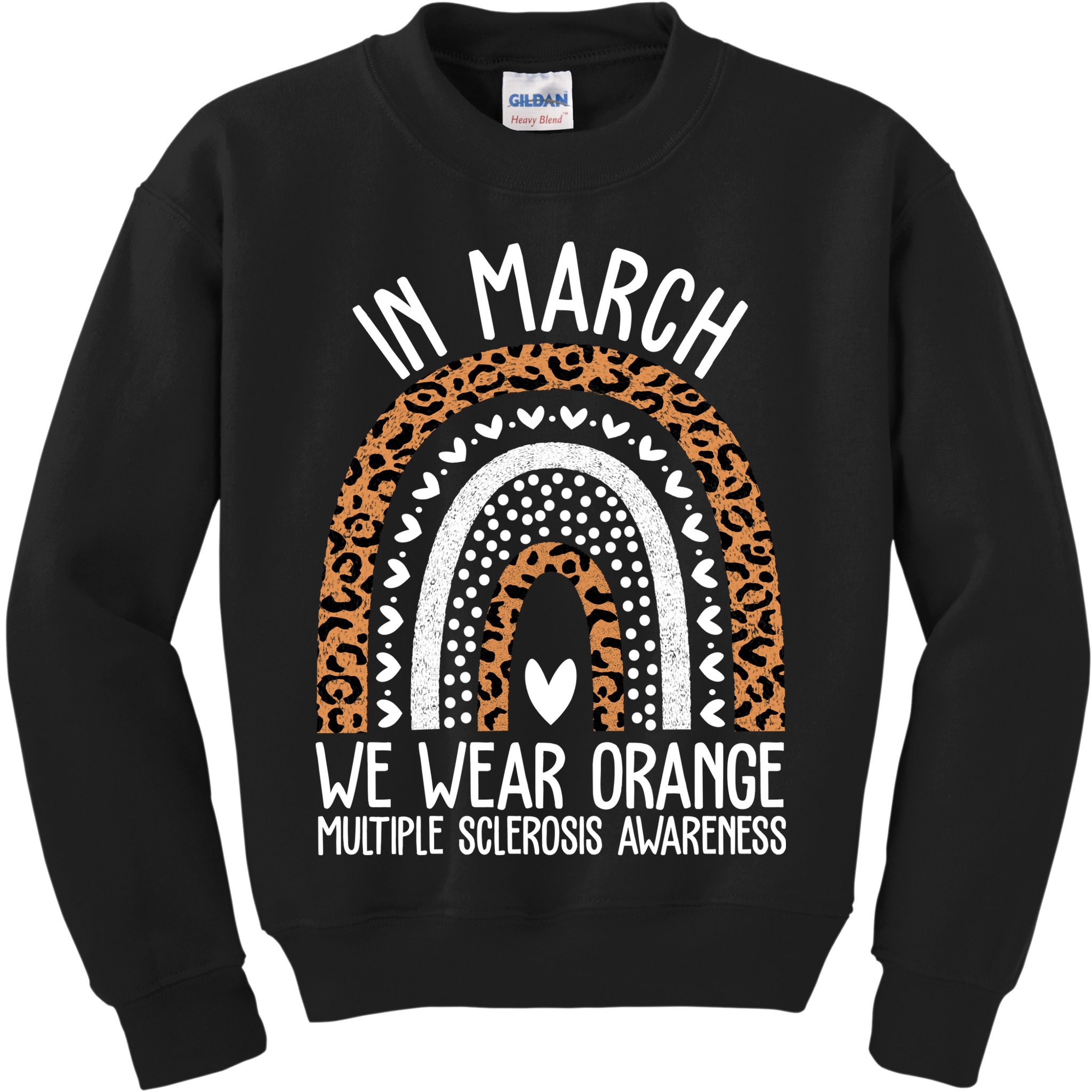 In March We Wear Orange Multiple Sclerosis Awareness Rainbow Kids Sweatshirt