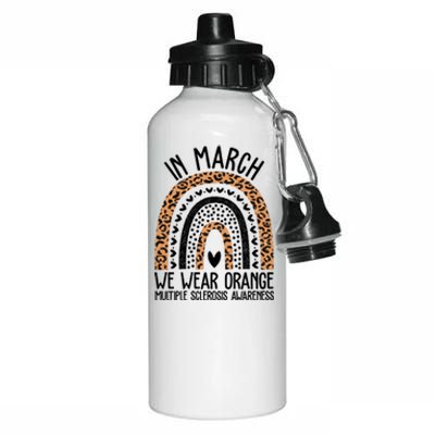 In March We Wear Orange Multiple Sclerosis Awareness Rainbow Aluminum Water Bottle