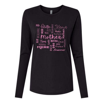 International Mom World Translations Multi Languages Pink Gift Womens Cotton Relaxed Long Sleeve T-Shirt