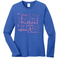 International Mom World Translations Multi Languages Pink Gift Ladies Long Sleeve Shirt