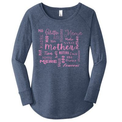 International Mom World Translations Multi Languages Pink Gift Women's Perfect Tri Tunic Long Sleeve Shirt