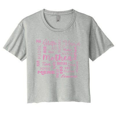 International Mom World Translations Multi Languages Pink Gift Women's Crop Top Tee