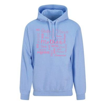 International Mom World Translations Multi Languages Pink Gift Unisex Surf Hoodie