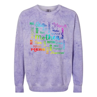 International Mom World Translations Multi Languages White Funny Gift Colorblast Crewneck Sweatshirt