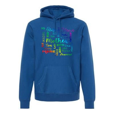 International Mom World Translations Multi Languages White Funny Gift Premium Hoodie