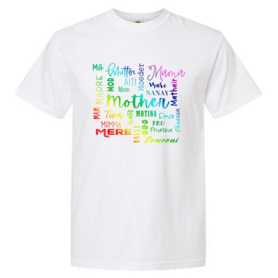 International Mom World Translations Multi Languages White Funny Gift Garment-Dyed Heavyweight T-Shirt