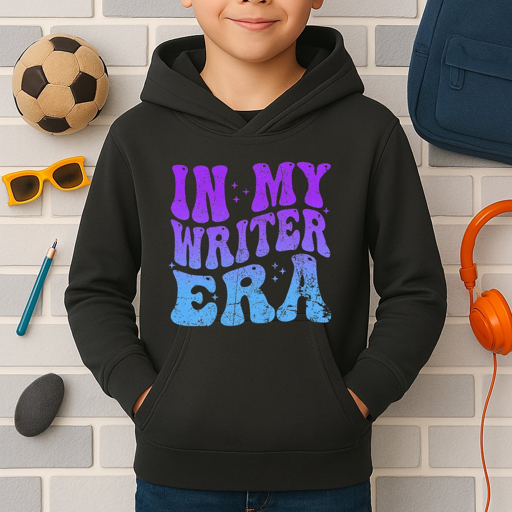 In My Writer Era Story Author Writing Book Journalist Retro Kids Hoodie