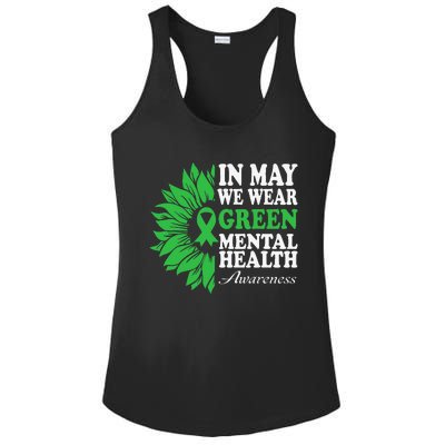 In May We Wear Green Mental Health Awareness Ladies PosiCharge Competitor Racerback Tank