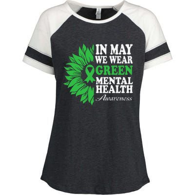 In May We Wear Green Mental Health Awareness Enza Ladies Jersey Colorblock Tee