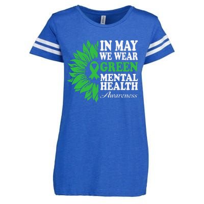 In May We Wear Green Mental Health Awareness Enza Ladies Jersey Football T-Shirt