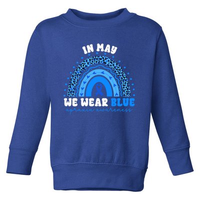 In May We Wear Blue Apraxia Awareness Month Gift Toddler Sweatshirt