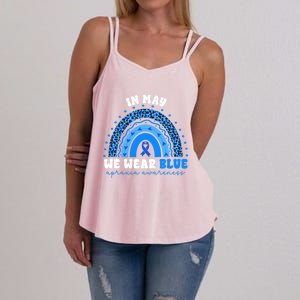 In May We Wear Blue Apraxia Awareness Month Gift Women's Strappy Tank