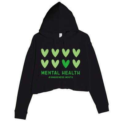 In May We Wear Green Mental Health Awareness Month Crop Fleece Hoodie