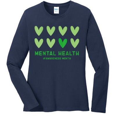 In May We Wear Green Mental Health Awareness Month Ladies Long Sleeve Shirt