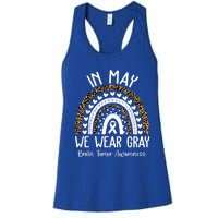 In May We Wear Gray Brain Tumor Awareness Month Gift Women's Racerback Tank