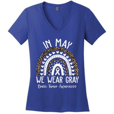 In May We Wear Gray Brain Tumor Awareness Month Gift Women's V-Neck T-Shirt